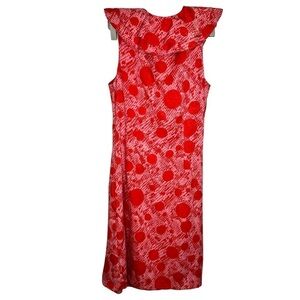 Eva Franco Cecile Ruffled Pink And Red Dress Size 6 NWOT